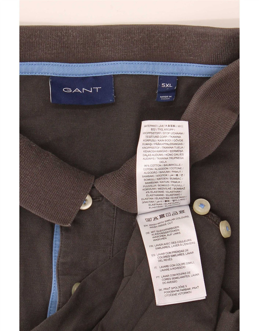 Gant Herren Poloshirt 5XL Grau Baumwolle