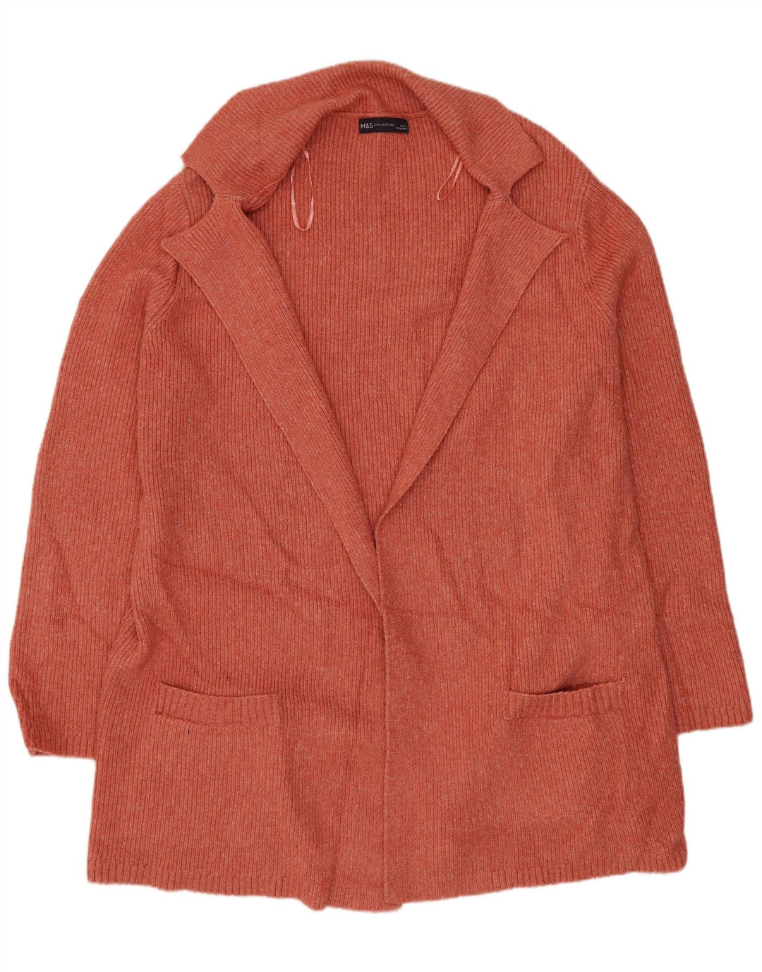 MARKS & SPENCER Damen Longline-Cardigan-Pullover UK 16 Large Orange