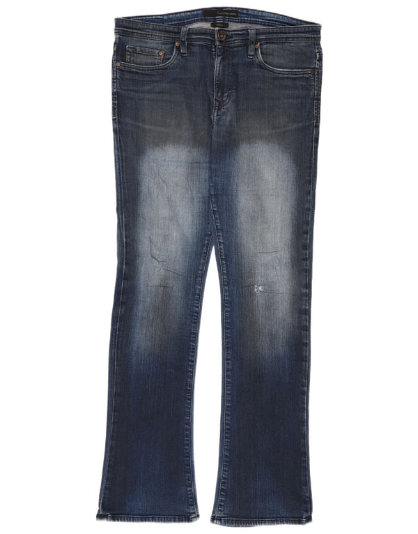 Calvin Klein Damen Acid Wash Bootcut Skinny Jeans W34 L32 Blau