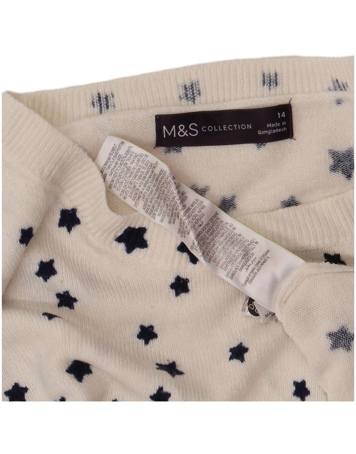Marks & Spencer Damen-Pullover mit U-Boot-Ausschnitt, Gr. 14, Weiß