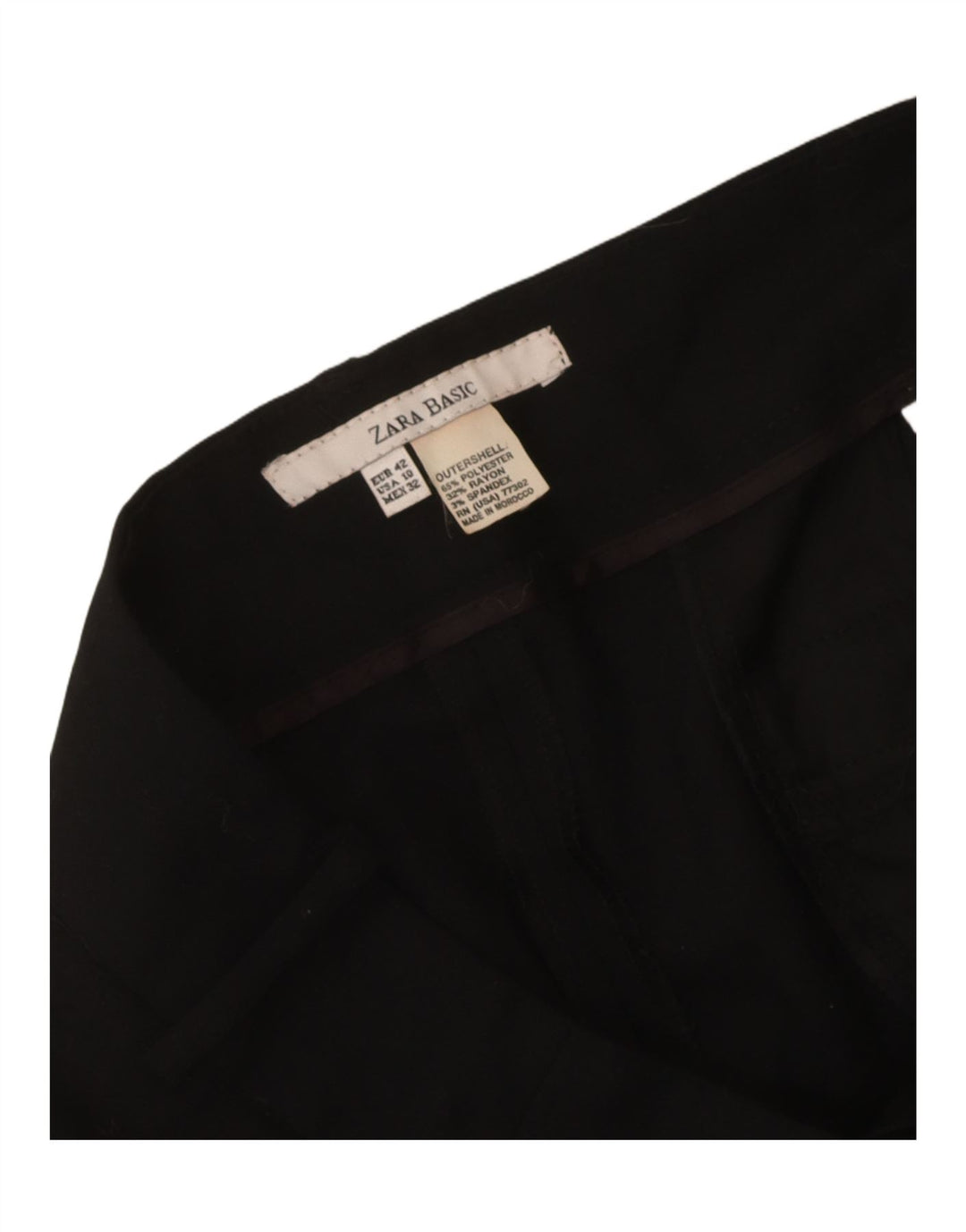 Zara Damen Slim Chino Hose EU 42 Large W32 L30 Schwarz Polyester
