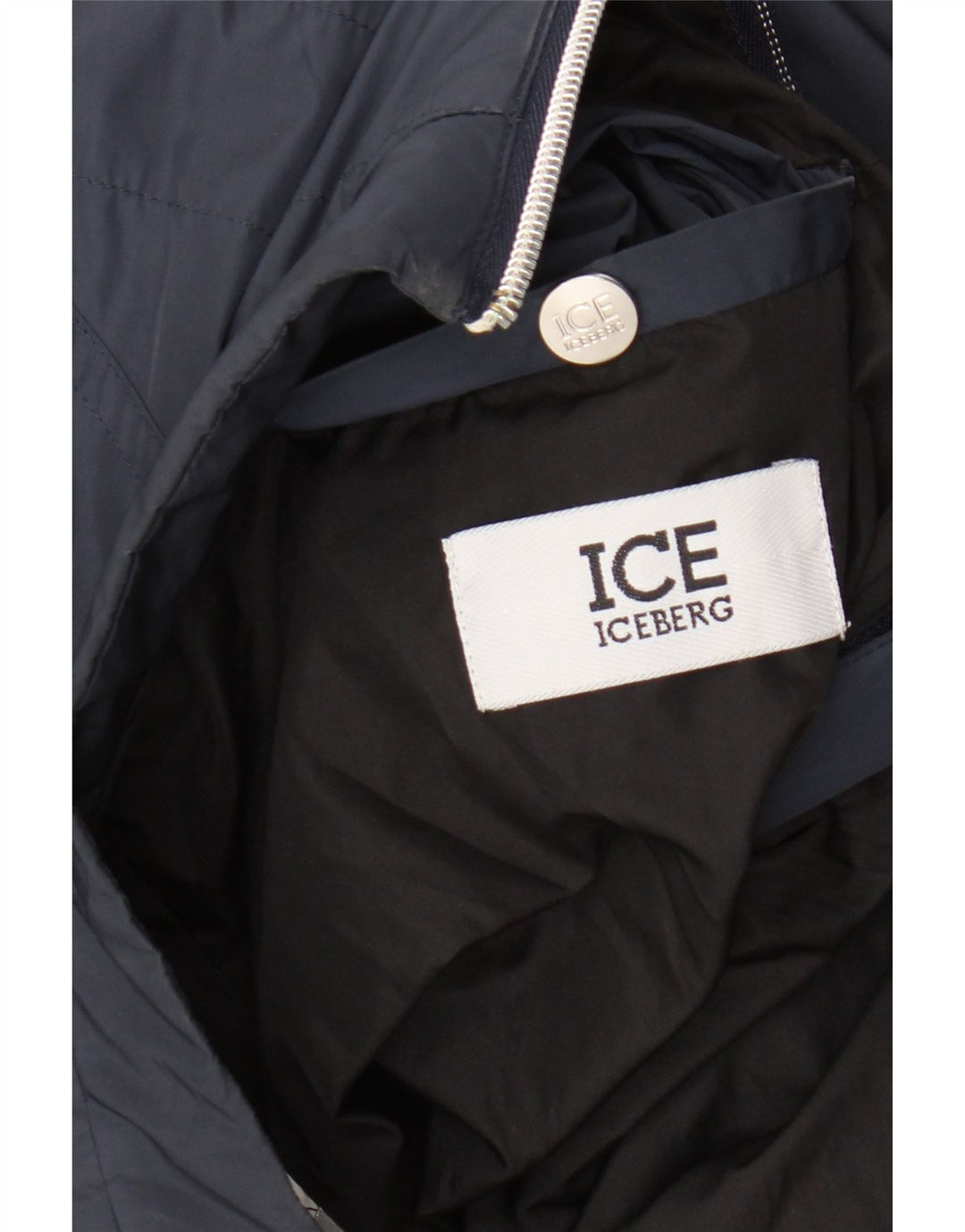 ICEBERG Mens Padded Jacket IT 52 XL Navy Blue Polyester Vintage Iceberg and Second-Hand Iceberg from Messina Hembry 