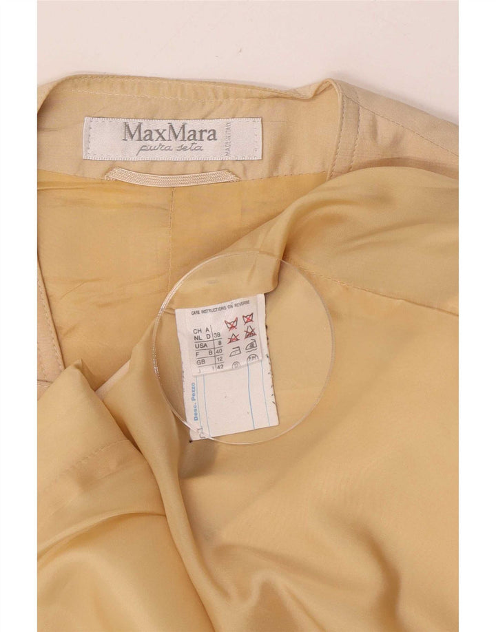 Max Mara Damen-Blazer mit 2 Knöpfen, UK 12, mittelbeige Seide
