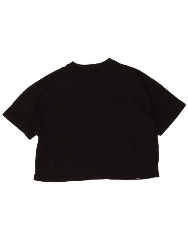 Puma Damen Crop Graphic T-Shirt Top UK 16 Large Schwarz Baumwolle