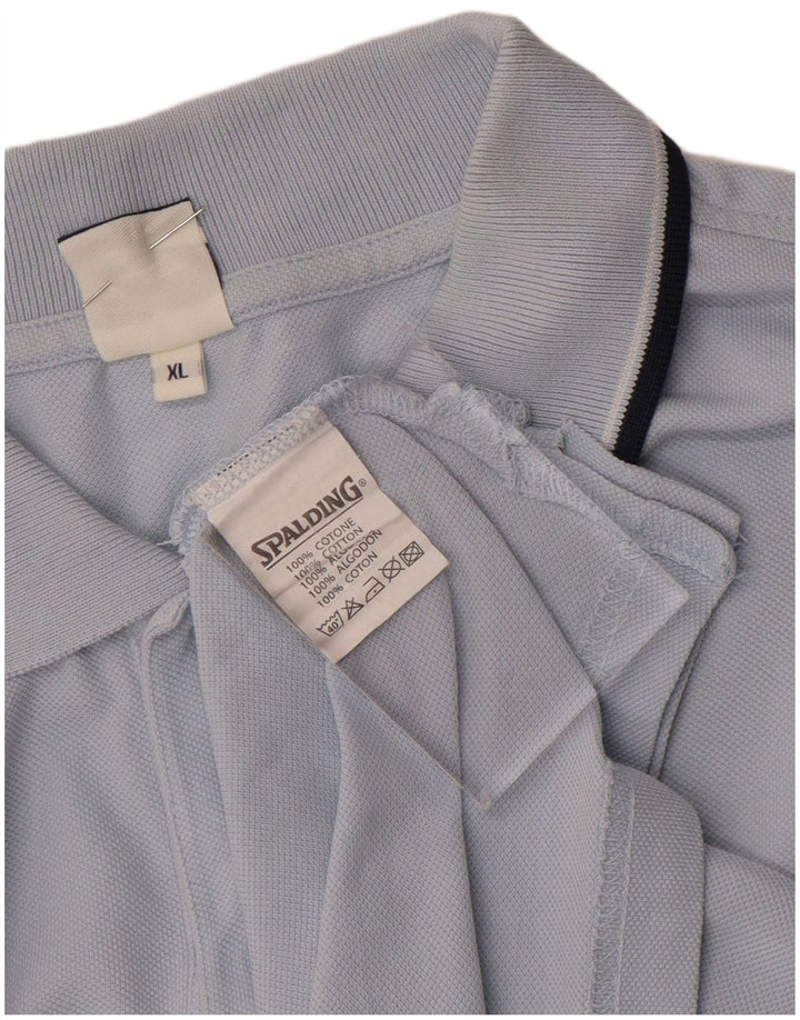 Spalding Herren Langarm-Poloshirt XL, blaue Baumwolle