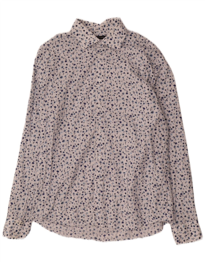 Calliope Herren-Hemd, reguläre Passform, 2XL, weißes Blumenmuster, Baumwolle