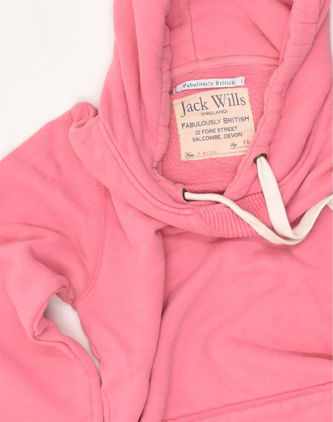JACK WILLS Womens Graphic Hoodie Jumper UK 10 Small Pink Cotton | Vintage Jack Wills | Thrift | Second-Hand Jack Wills | Used Clothing | Messina Hembry 