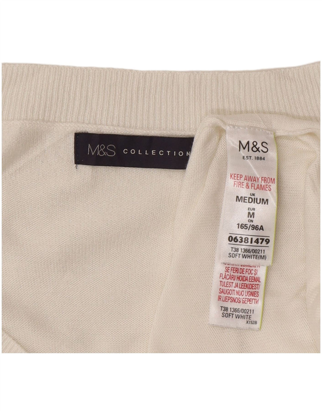 Marks & Spencer Damen-Pullover mit V-Ausschnitt, Gr. 14, mittelweiß, geblümt