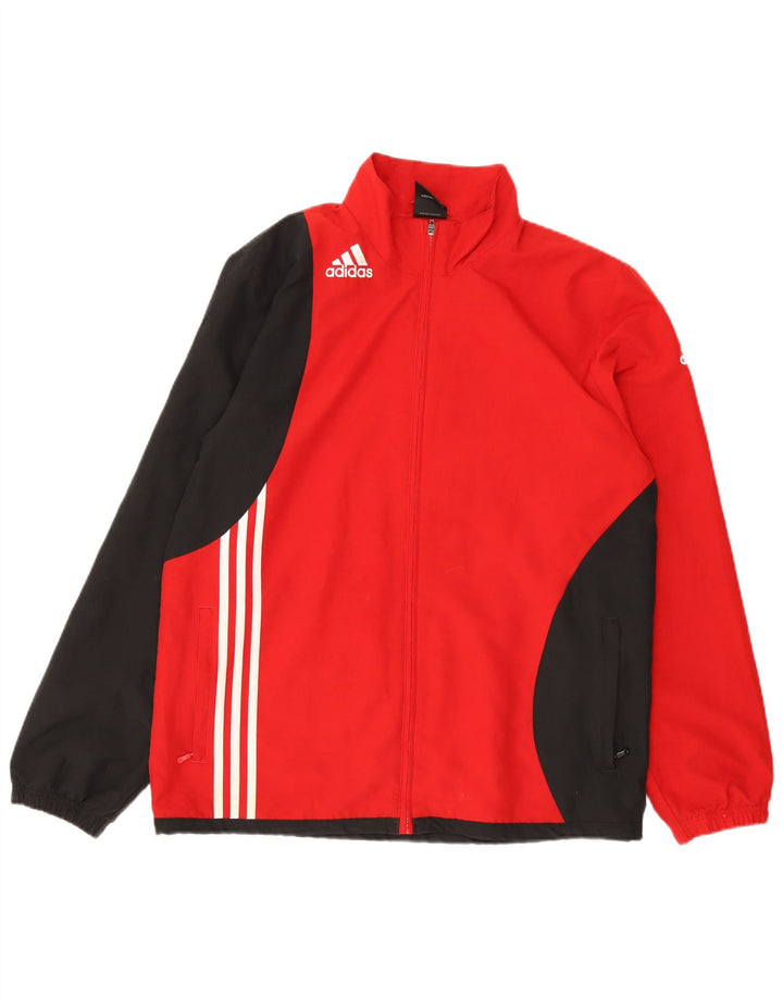 Adidas Herren Trainingsanzug Oberteil Jacke UK 42/44 Groß Rot Colorblock Polyester