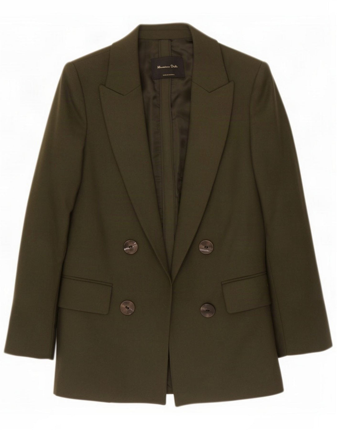 Massimo Dutti Womens Open Blazer Jacke EU 38 Small Khaki Wool