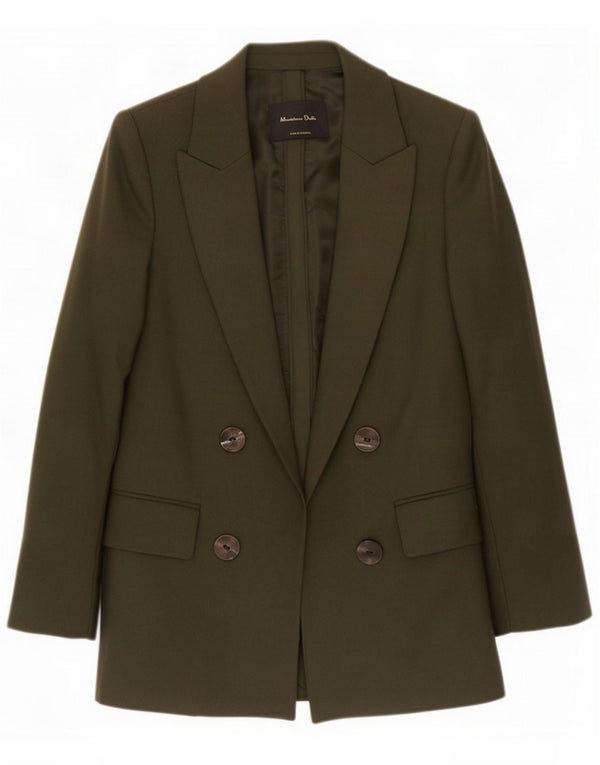 Massimo Dutti Womens Open Blazer Jacke EU 38 Small Khaki Wool
