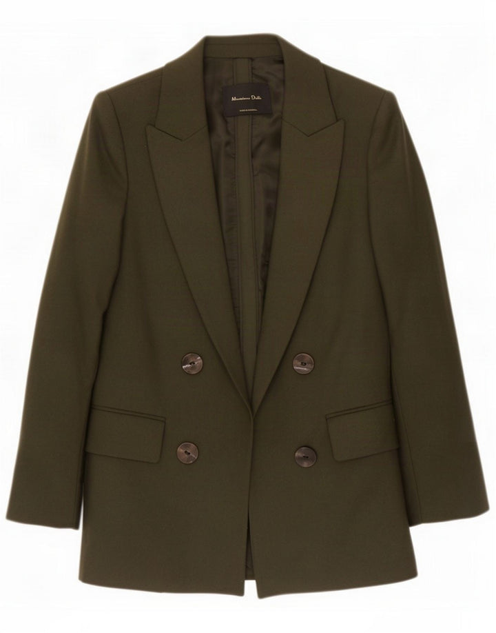 Massimo Dutti Womens Open Blazer Jacke EU 38 Small Khaki Wool