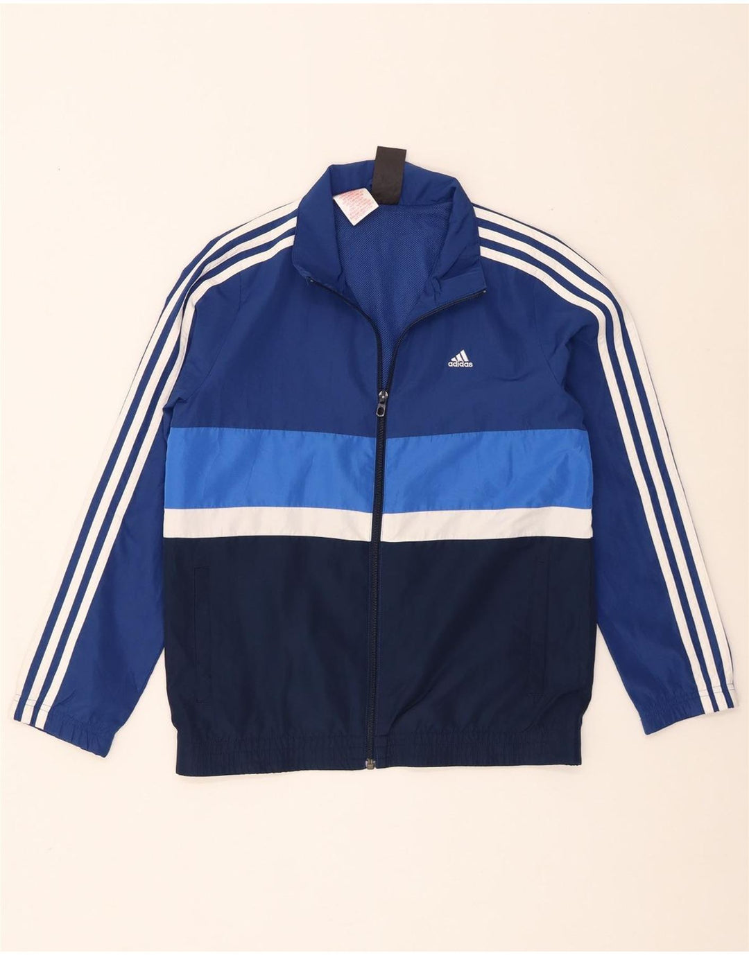 Adidas Jungen-Trainingsanzug-Top-Jacke, 11–12 Jahre, blaues Colourblock-Polyester
