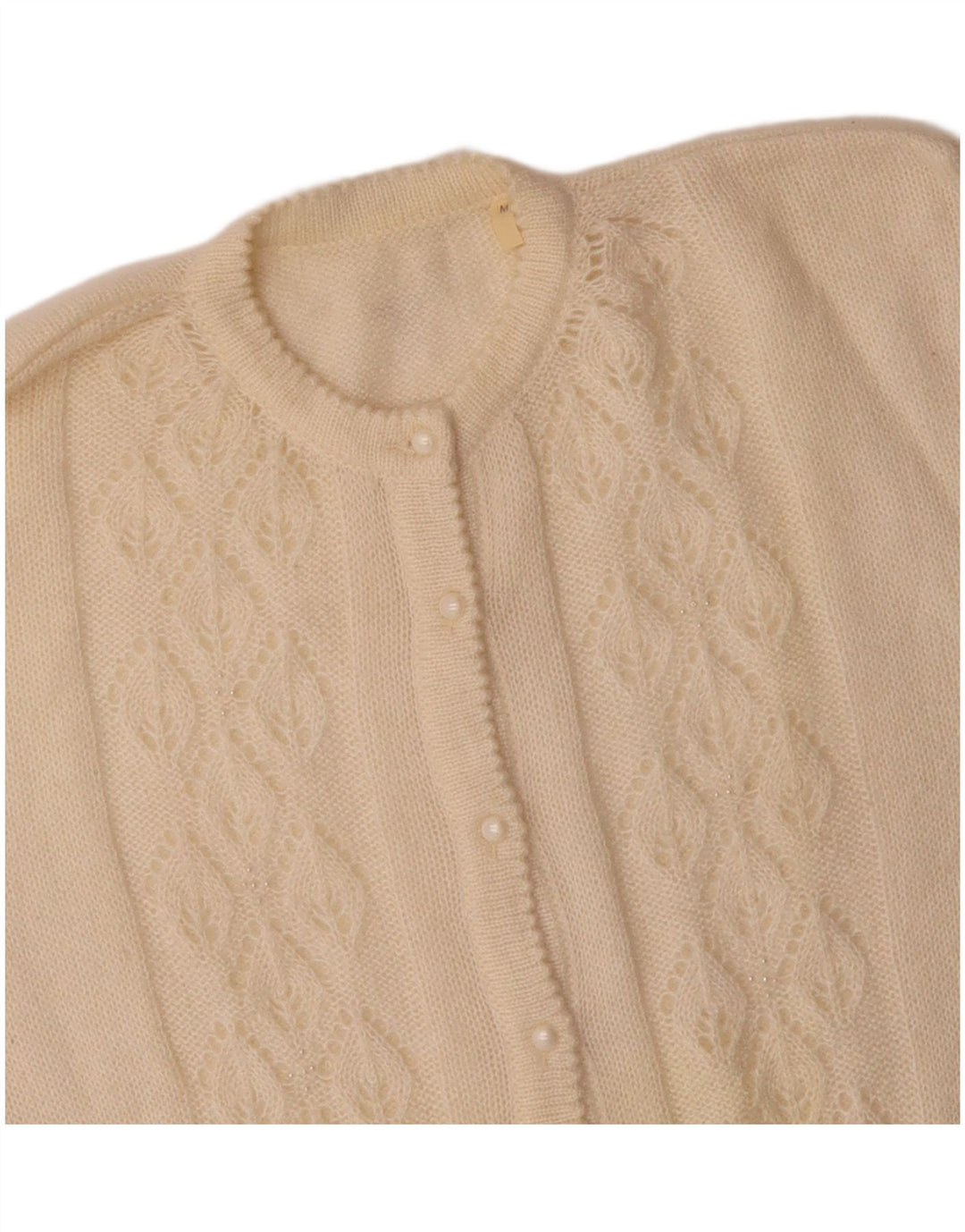 VINTAGE Damen Cardigan Pullover UK 14 Medium Off White Mohair