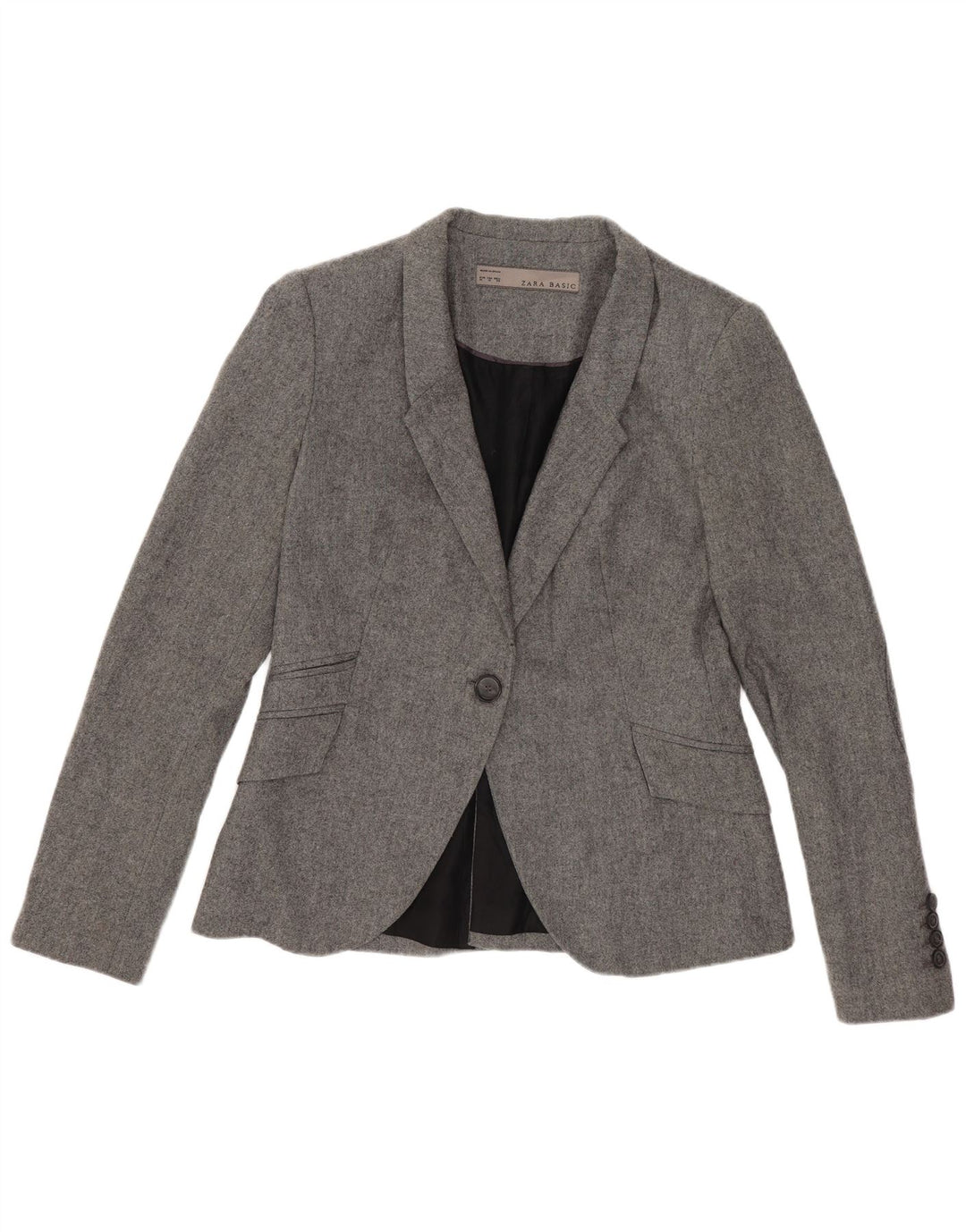 Zara Damen 1-Knopf-Blazerjacke UK 12 Mittelgraue Viskose