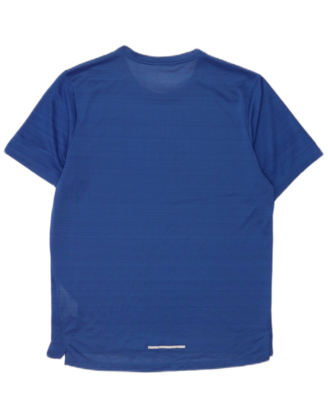 Nike Herren Dri Fit T-Shirt-Oberteil aus mittelblau gestreiftem Polyester