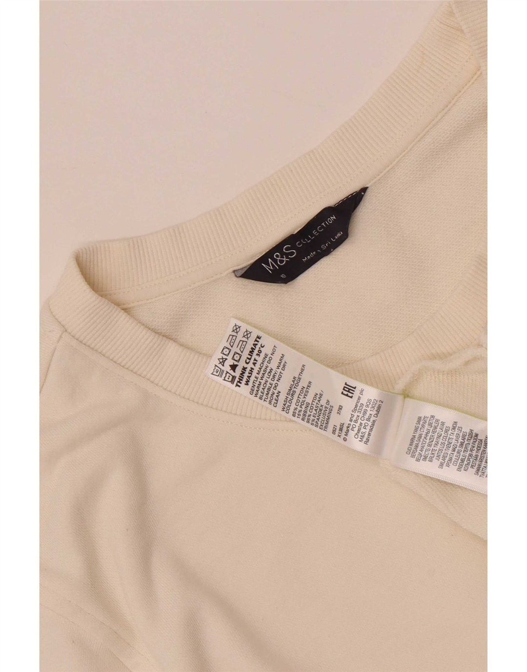 Marks & Spencer Damen Sweatshirt Pullover UK 18 XL Weiße Baumwolle