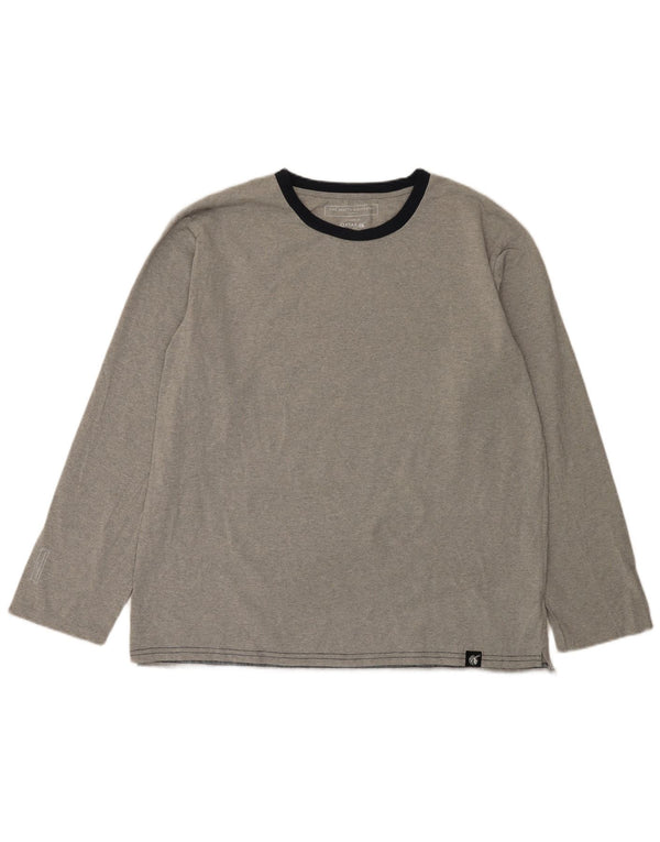 The White Company Herren-Oberteil, langärmelig, groß, graues Farbblock-Polyester