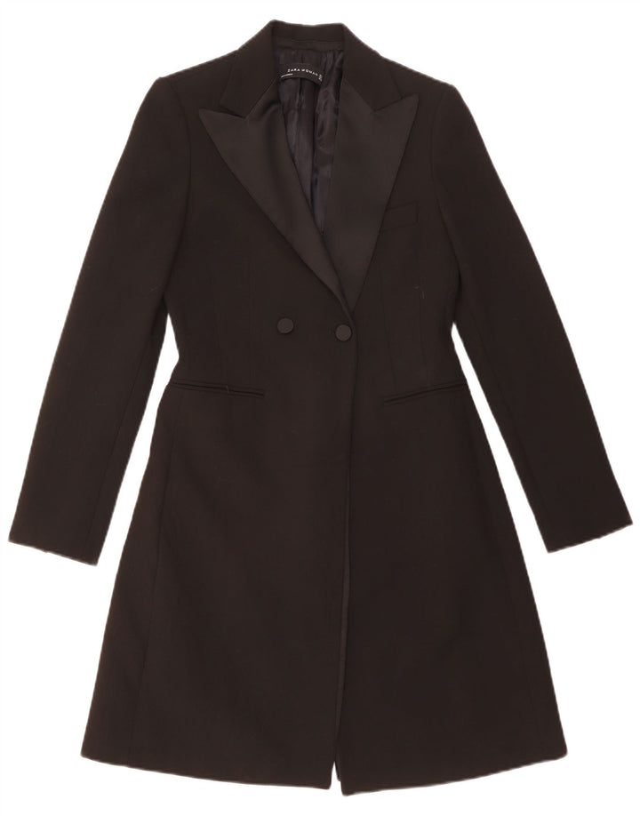 ZARA Damen Zweireihiger Mantel UK 10 Small Schwarz