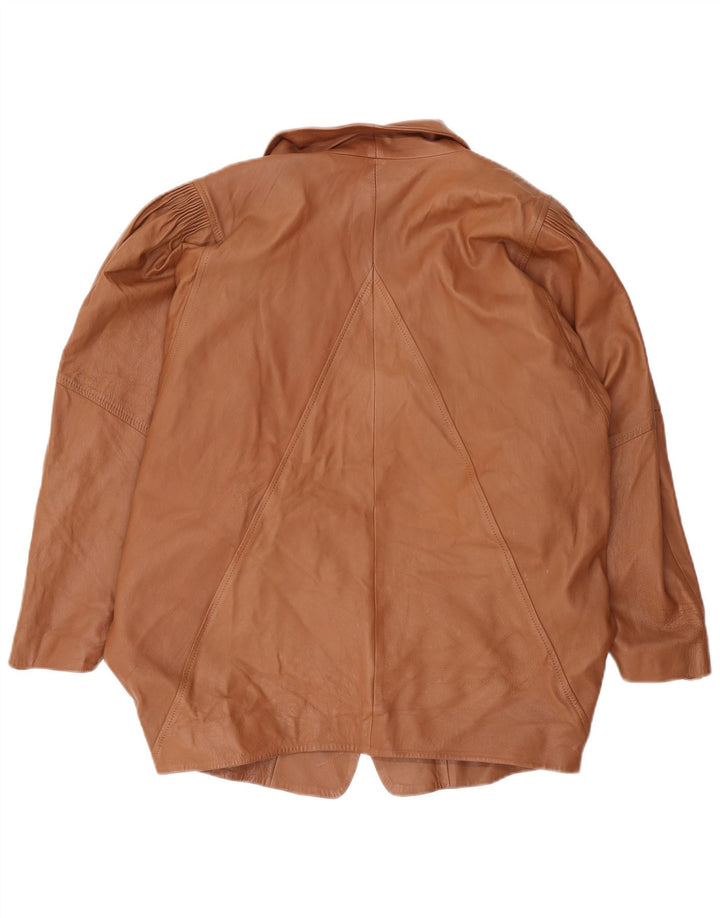 Vintage Damen 1 Knopf Leder Blazer Jacke UK 16 Large Braun
