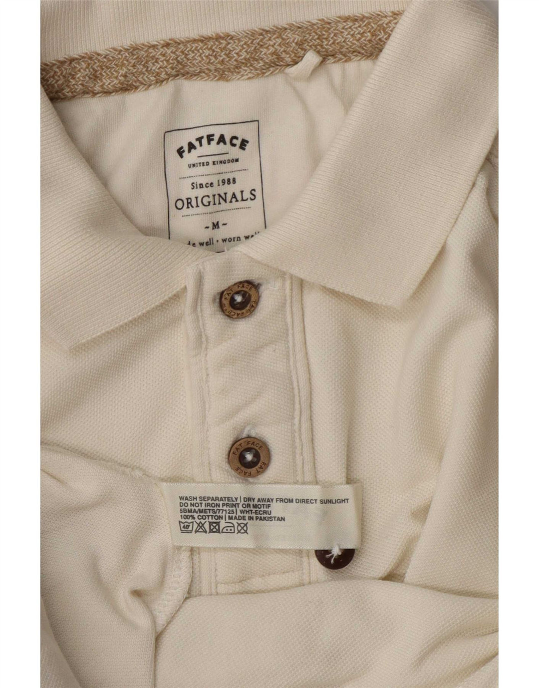 Fat Face Herren-Poloshirt aus mittelweißer Baumwolle