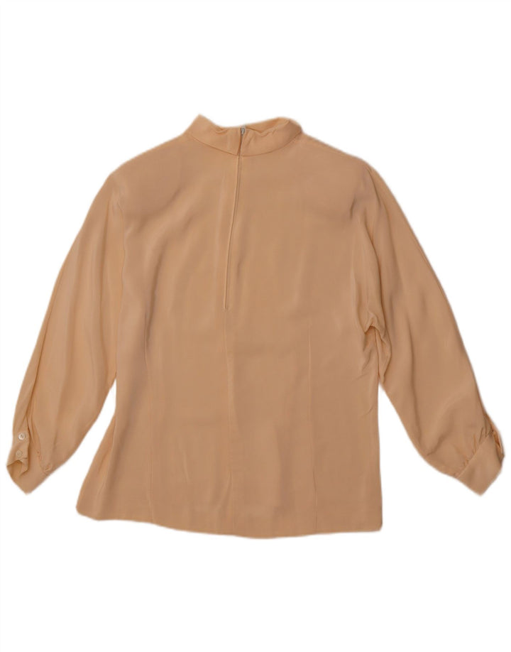 VINTAGE Damen 3/4-Ärmel-Blusenoberteil UK 14 Large Beige