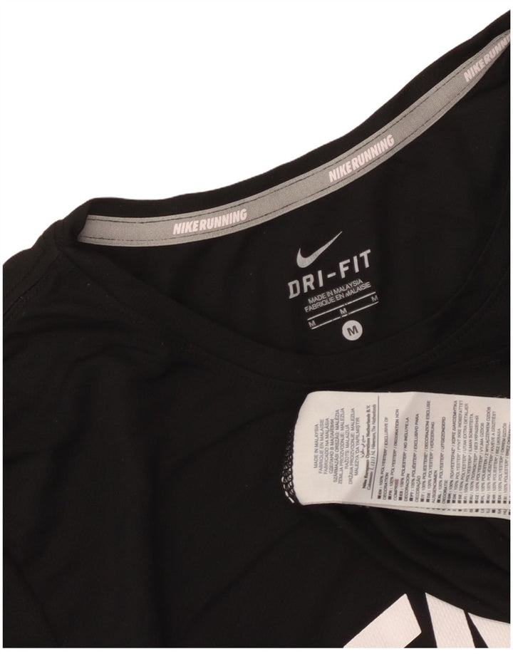 Nike Damen Dri Fit Graphic T-Shirt Top UK 12 Medium Schwarz Polyester