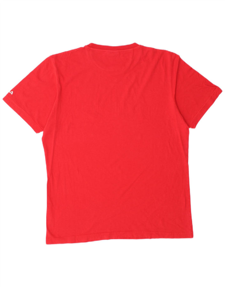 Fila Herren Grafik-T-Shirt-Oberteil XL aus roter Baumwolle