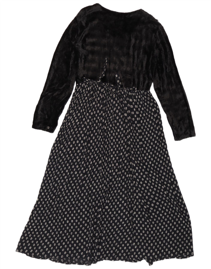 Express Damen-Maxikleid mit langen Ärmeln, Gr. 44, mittelgroß, marineblau, geblümt
