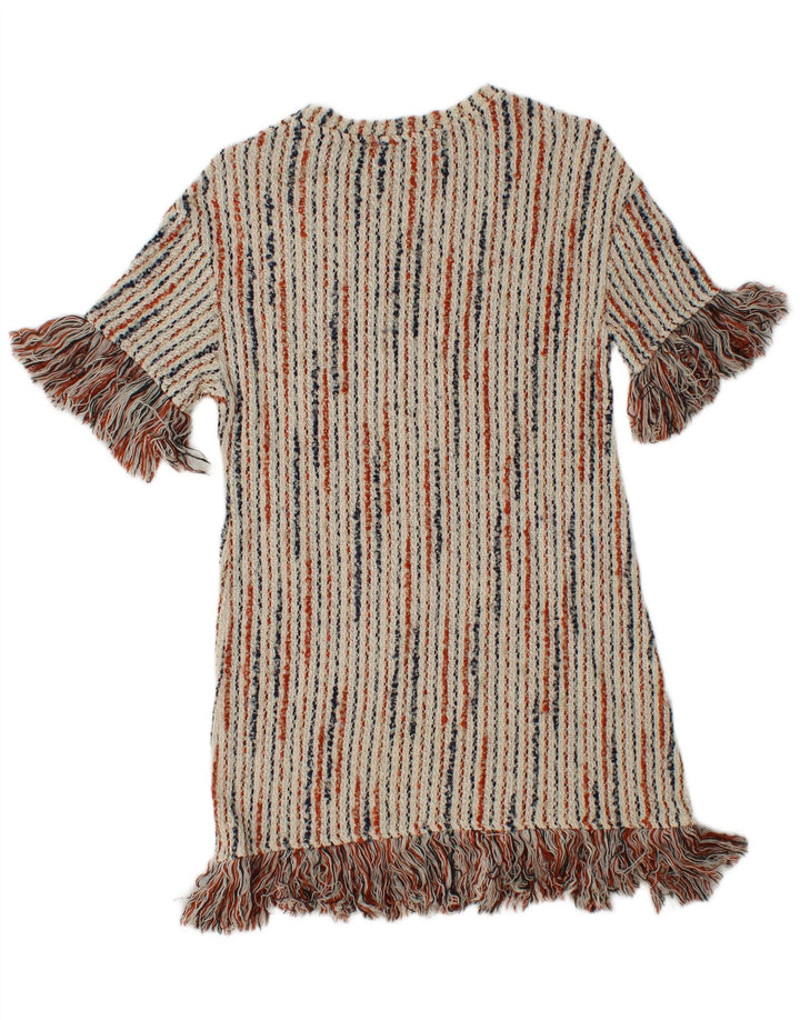 ZARA Damen Trafaluc Pulloverkleid UK 8 Small Off White gestreift