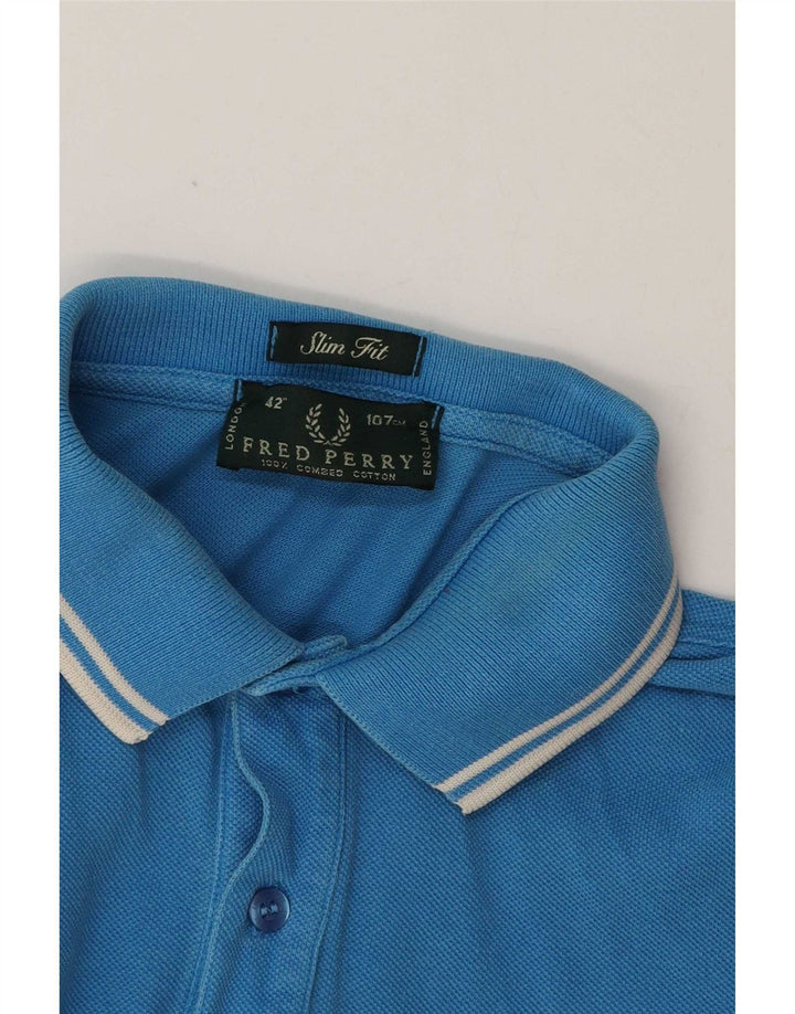 Fred Perry Herren-Poloshirt mit schmaler Passform, kleine blaue Baumwolle