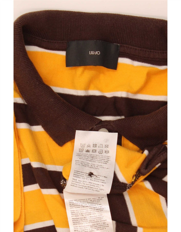 Liu Jo Herren-Poloshirt aus mittelgelber, gestreifter Baumwolle