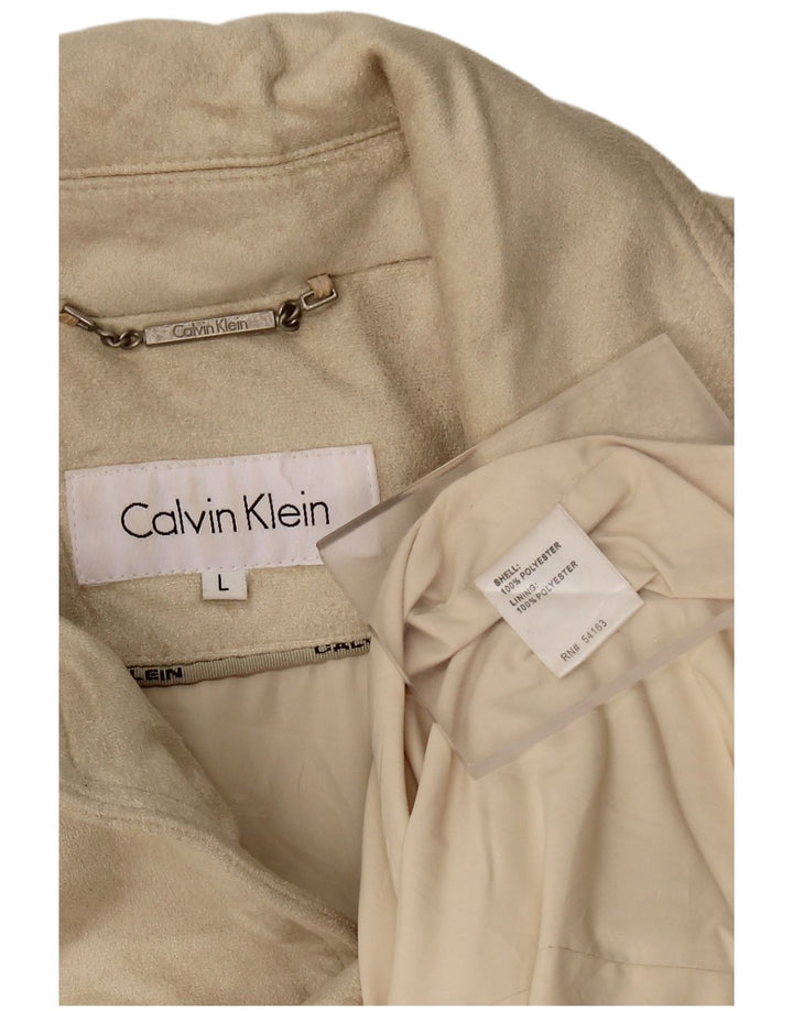 CALVIN KLEIN Damen 3-Knopf-Blazerjacke UK 16 Large Beige Polyester