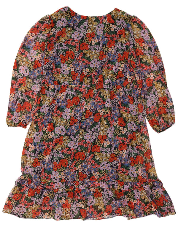 Wallis Damen Langarm-Stufenkleid UK 18 XL Mehrfarbig geblümt