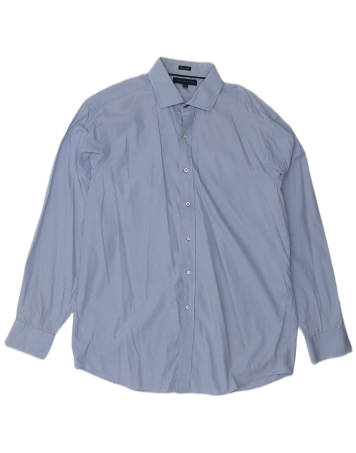 Tommy Hilfiger Herren-Hemd mit normaler Passform, Größe 16, groß, Blau