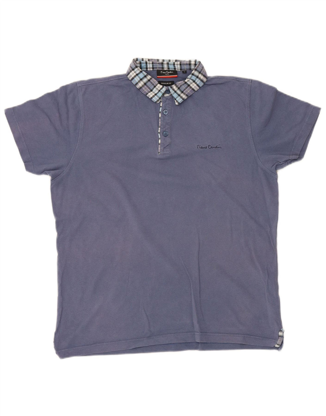 Pierre Cardin Herren-Poloshirt mit normaler Passform, groß, blau kariert, Baumwolle