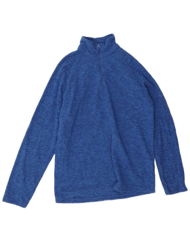 Mountain Warehouse Herren-Fleecepullover mit Reißverschluss am Kragen, kleines, blau meliertes Polyester