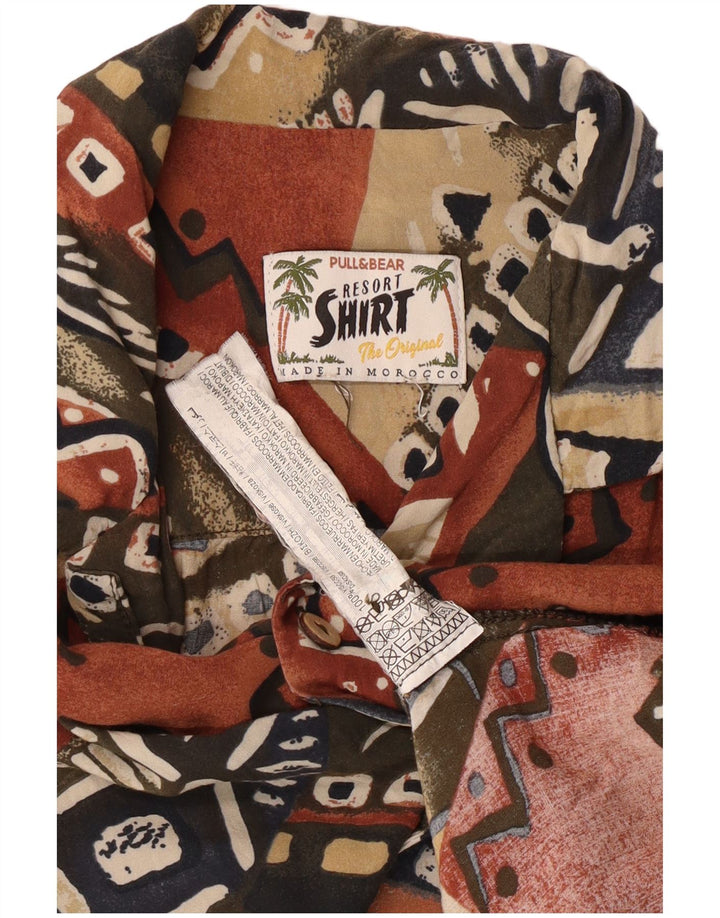 Pull & Bear Herren-Kurzarmhemd, groß, mehrfarbig, geometrisch, Viskose