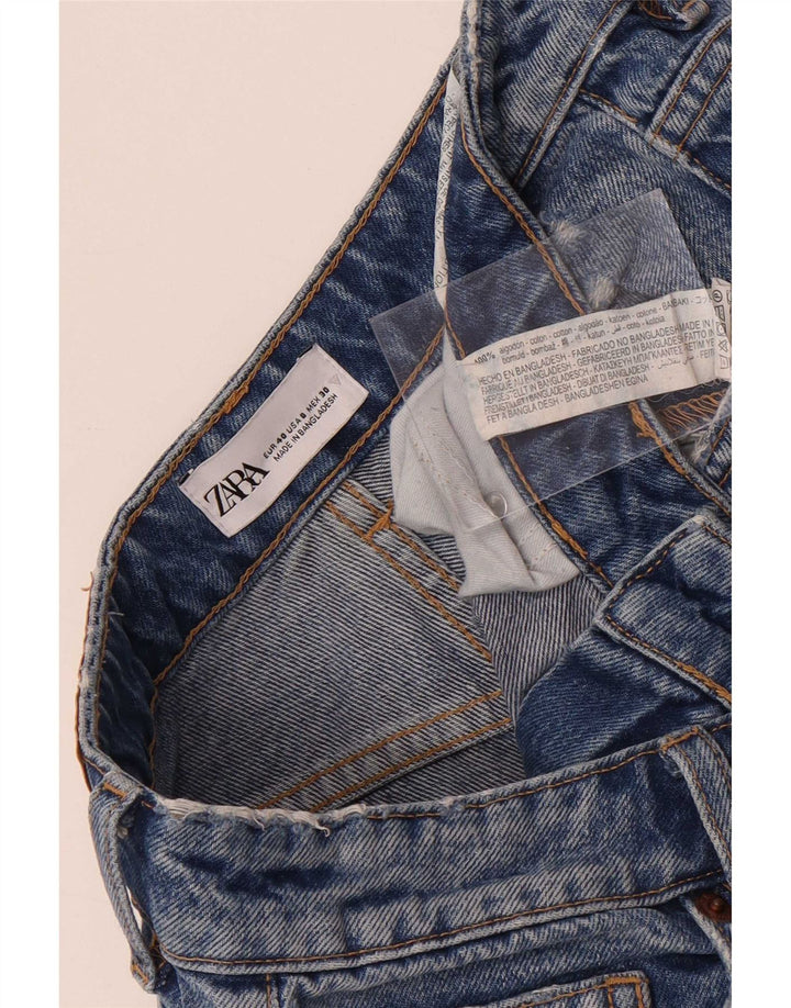 Zara Damen Distressed Straight Jeans EU 40 Medium W30 L27 Blaue Baumwolle