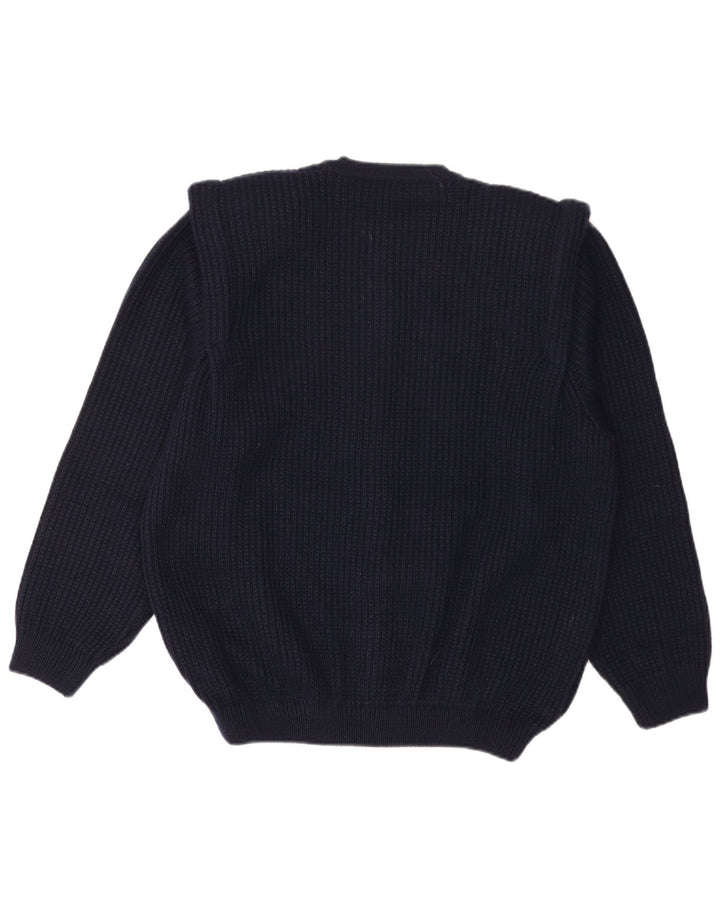 Vintage Herren Cardigan Pullover Große Marineblaue Wolle