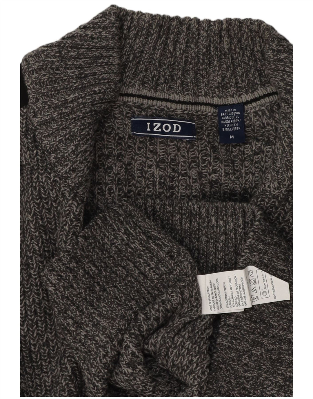 IZOD Herren-Cardigan-Pullover aus mittelgrauer Colourblock-Baumwolle
