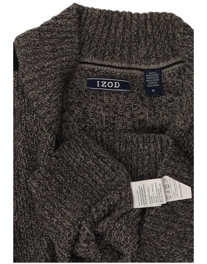 IZOD Herren-Cardigan-Pullover aus mittelgrauer Colourblock-Baumwolle