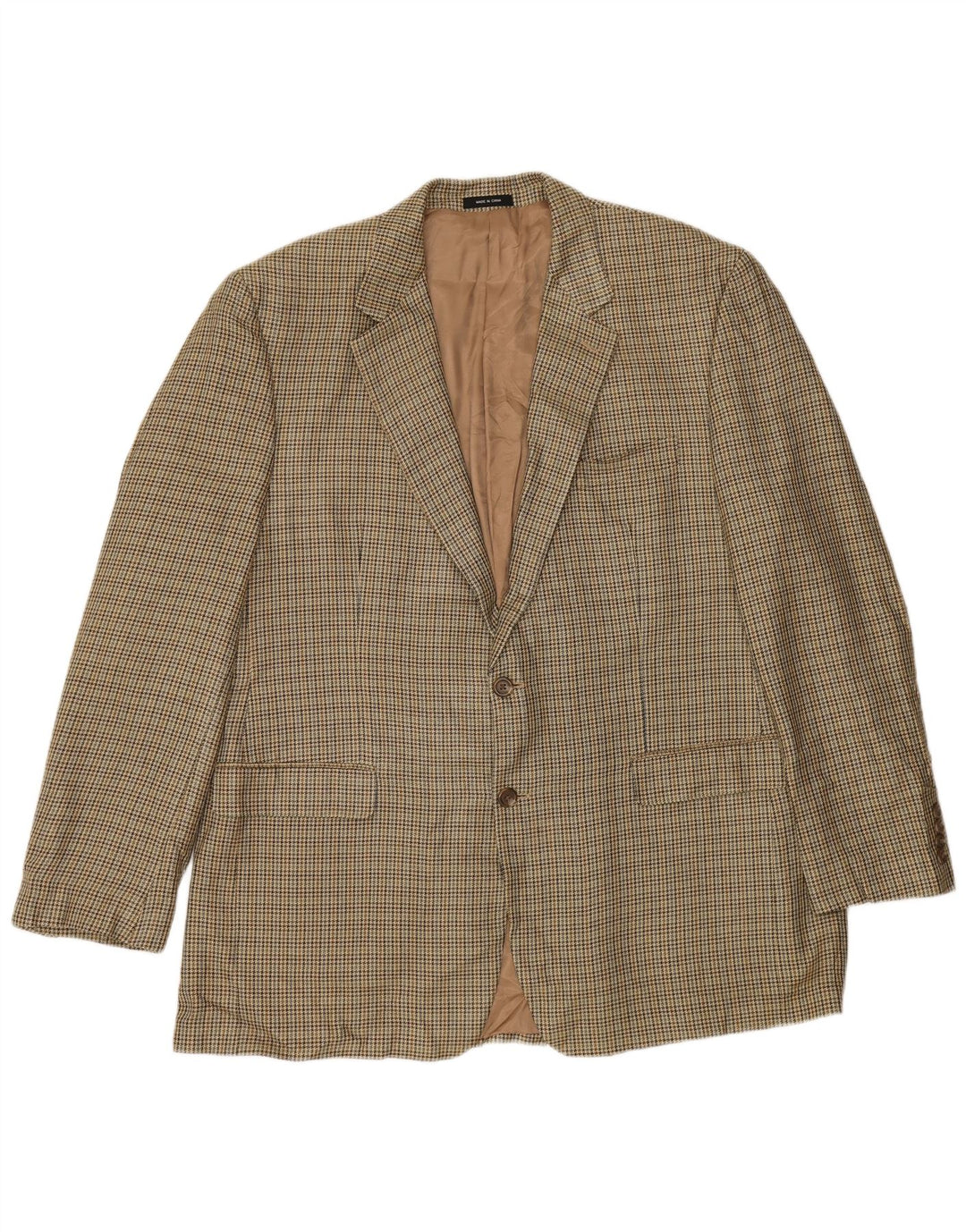 Chaps Herren-Blazer mit 2 Knöpfen, UK 46 3XL, grüne Hahnentritt-Seide