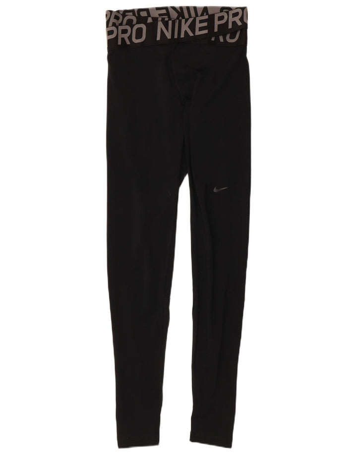 Nike Damen Dri Fit Graphic Leggings UK 8 Small Schwarz Colourblock Polyester
