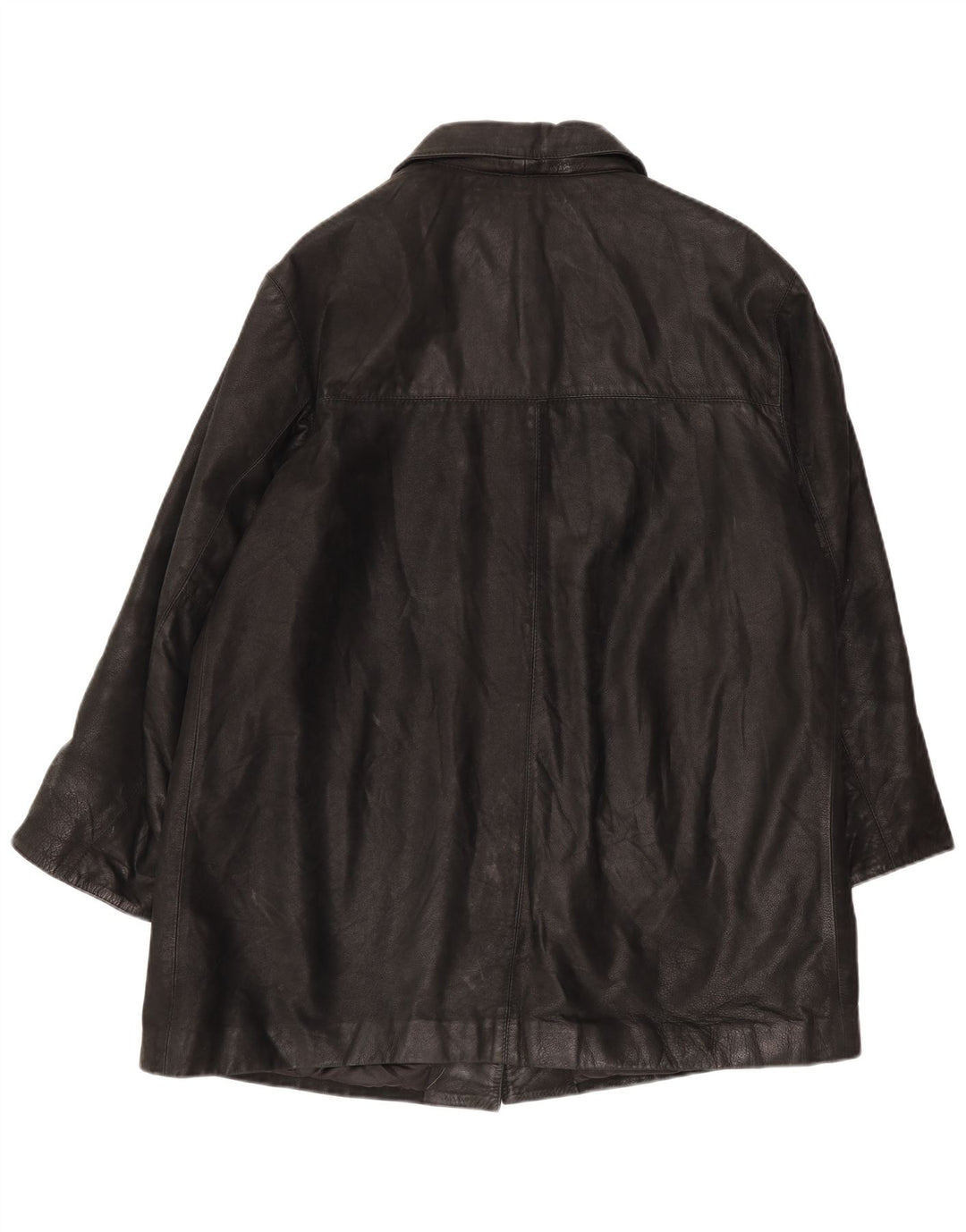 Vintage Damen Übergroßer Ledermantel IT 46 Large Schwarz