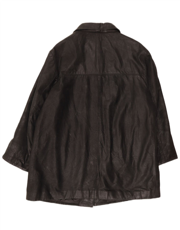 Vintage Damen Übergroßer Ledermantel IT 46 Large Schwarz