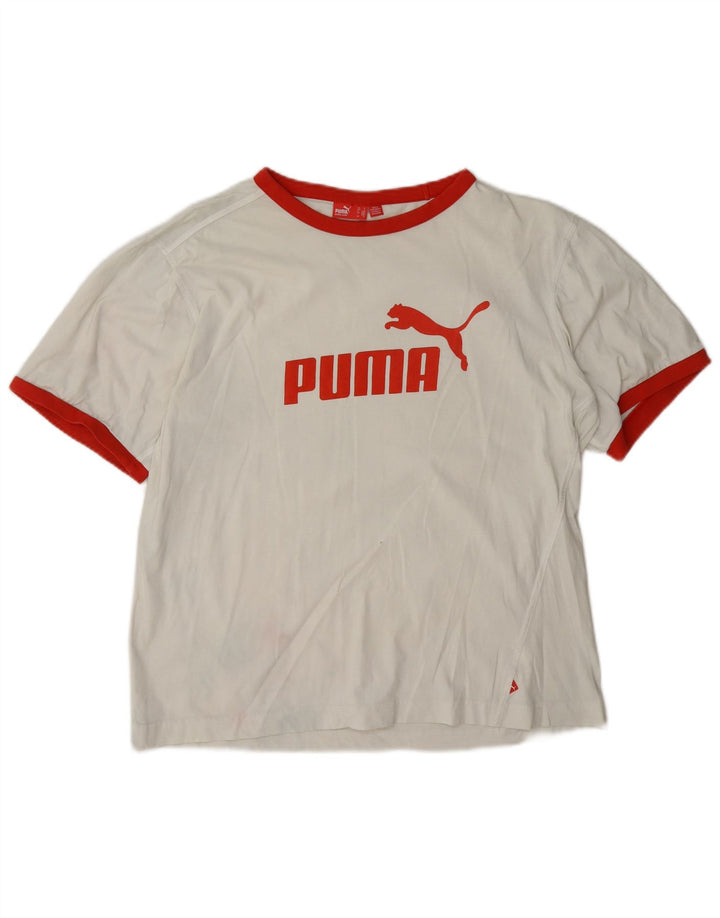 Puma Herren Grafik-T-Shirt-Oberteil Mittelweiß Farbblock