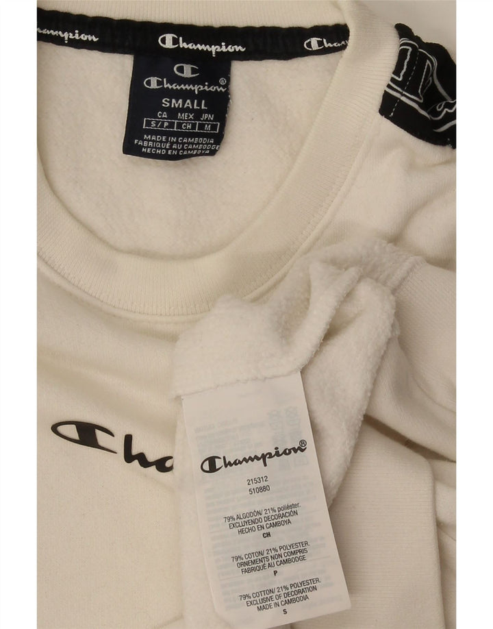 Champion Herren-Sweatshirt mit Grafik, Größe S, Weiß, Colourblock-Baumwolle