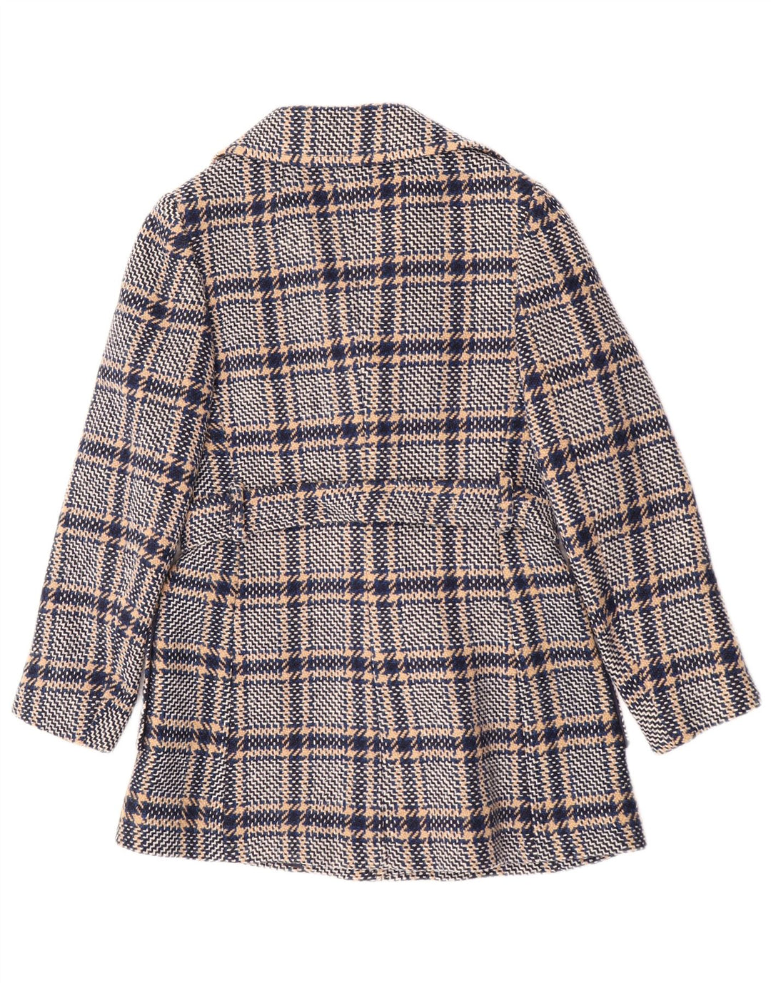 Vintage Damen Mantel UK 10 Small Navy Blue Check
