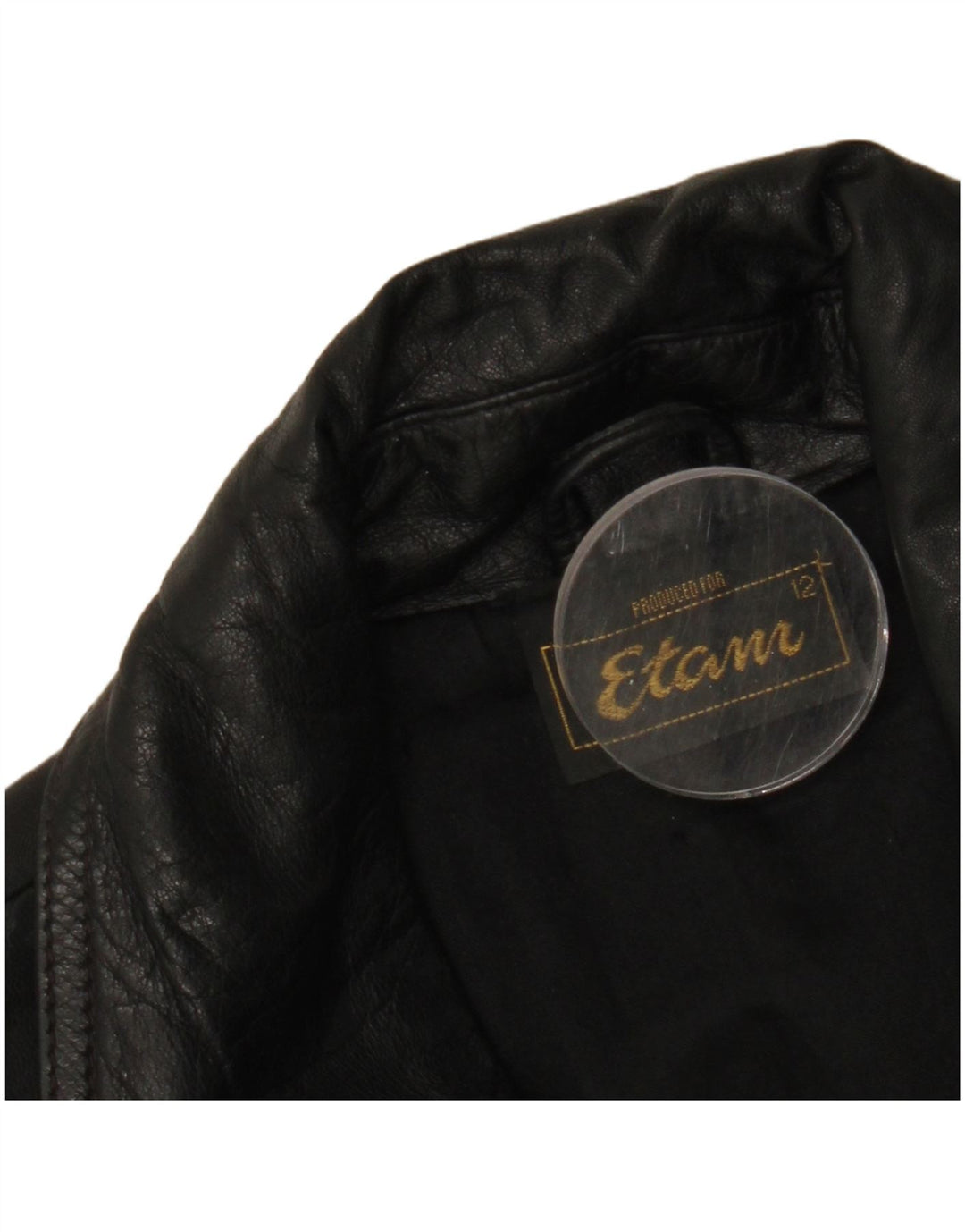 ETAM Zweireihige Damen-Lederjacke, US 12, großes schwarzes Leder